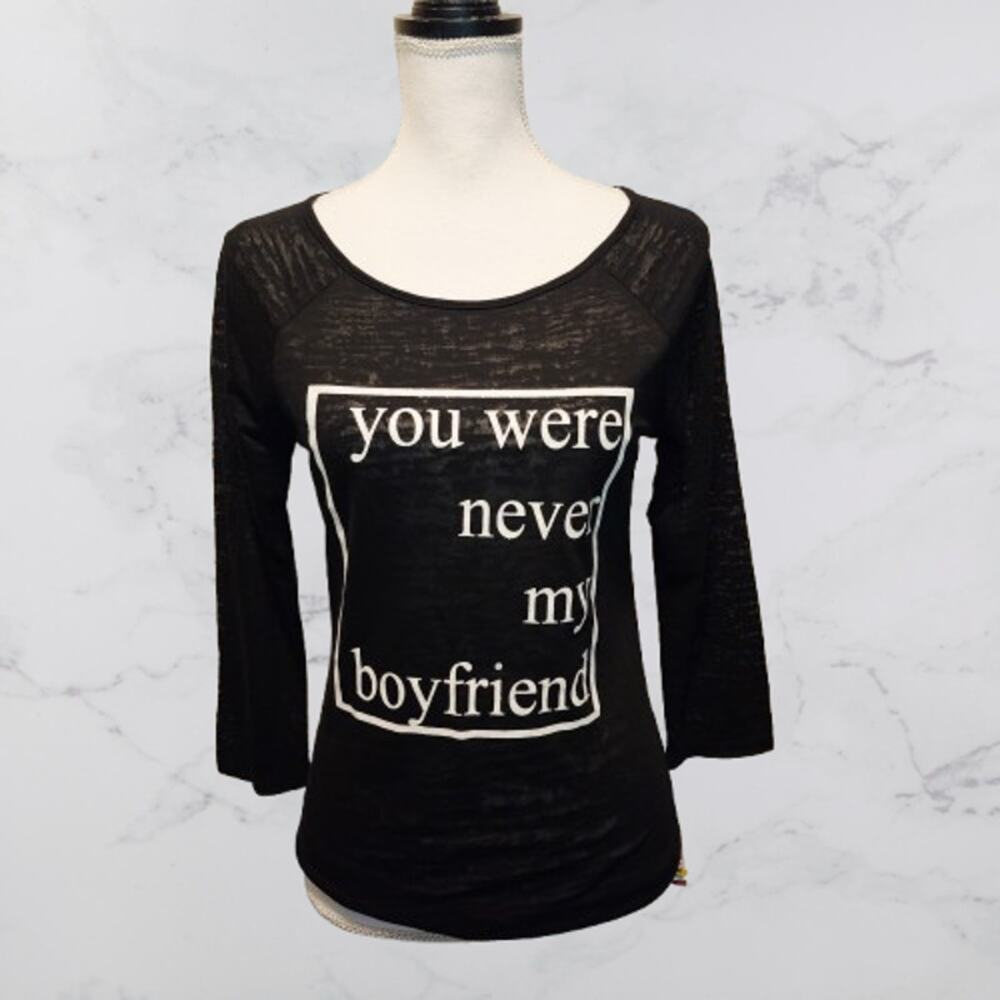 Material Girl Active You were Never My Boyfriend Cut Back Tee M Black NWT